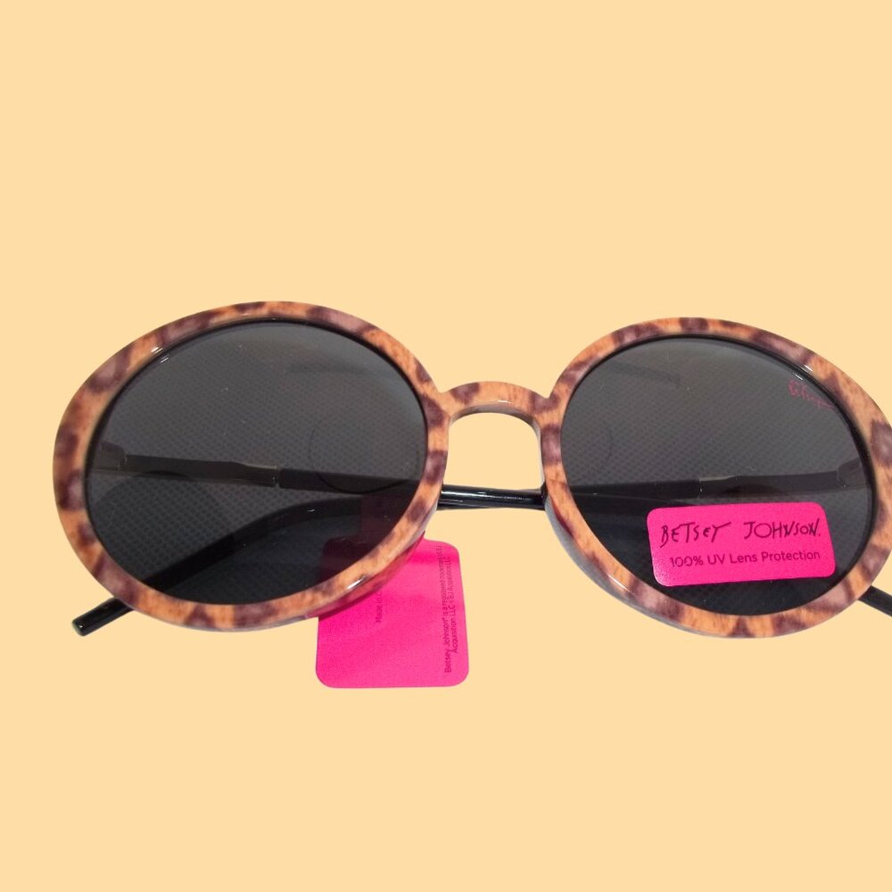 Betsey Johnson Rounded Oversized Leopard Print Sunglasses